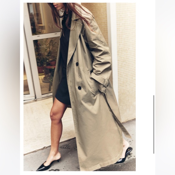 Zara Jackets & Blazers - NWT Classic Belted Long Mobwife Old Money Trenchcoat Topcoat, Khaki